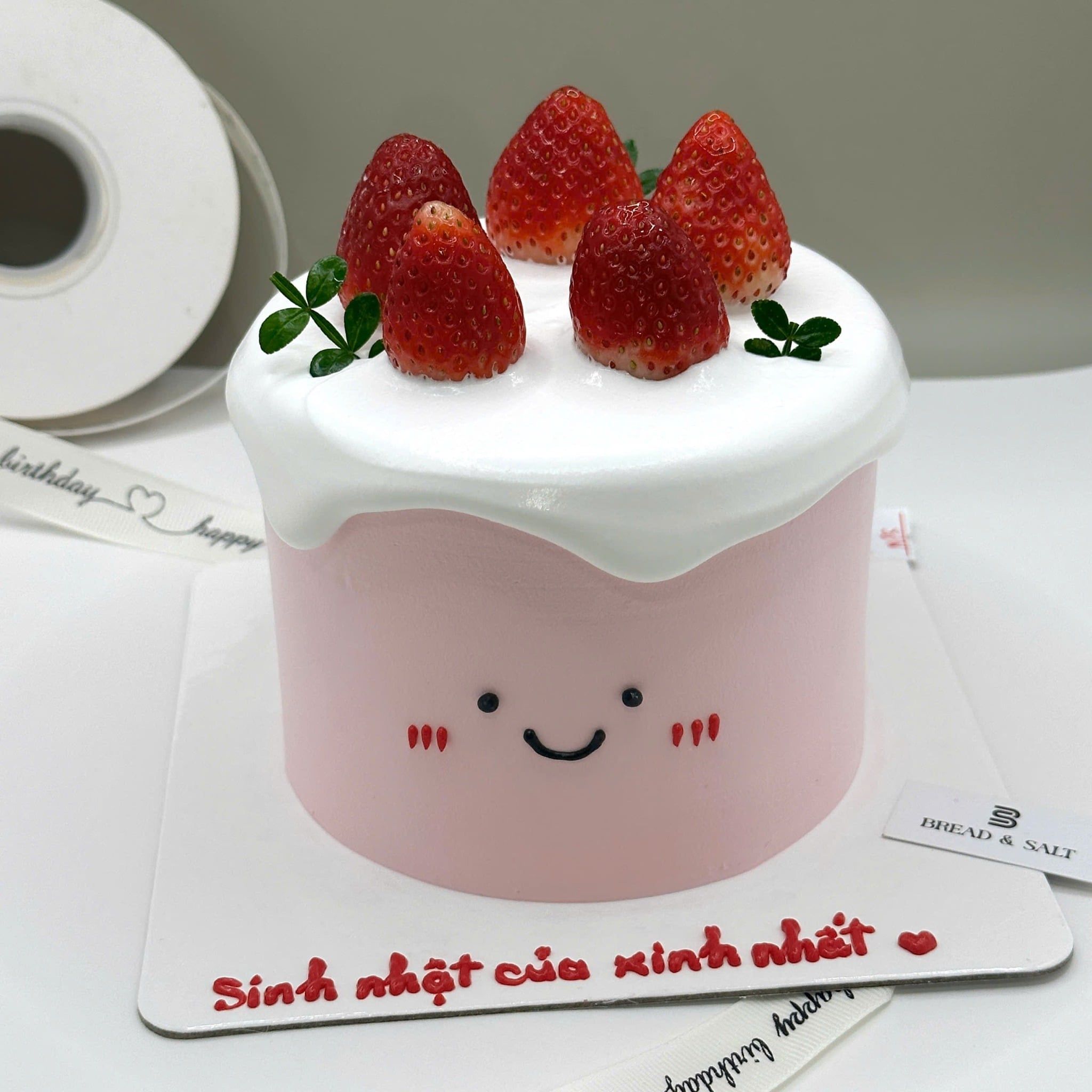  Bento Cake Mặt Cười Hồng 
