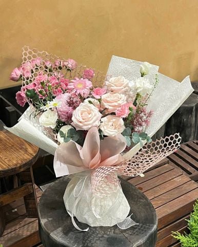  Bó Hoa Xinh Tone Hồng Pastel 