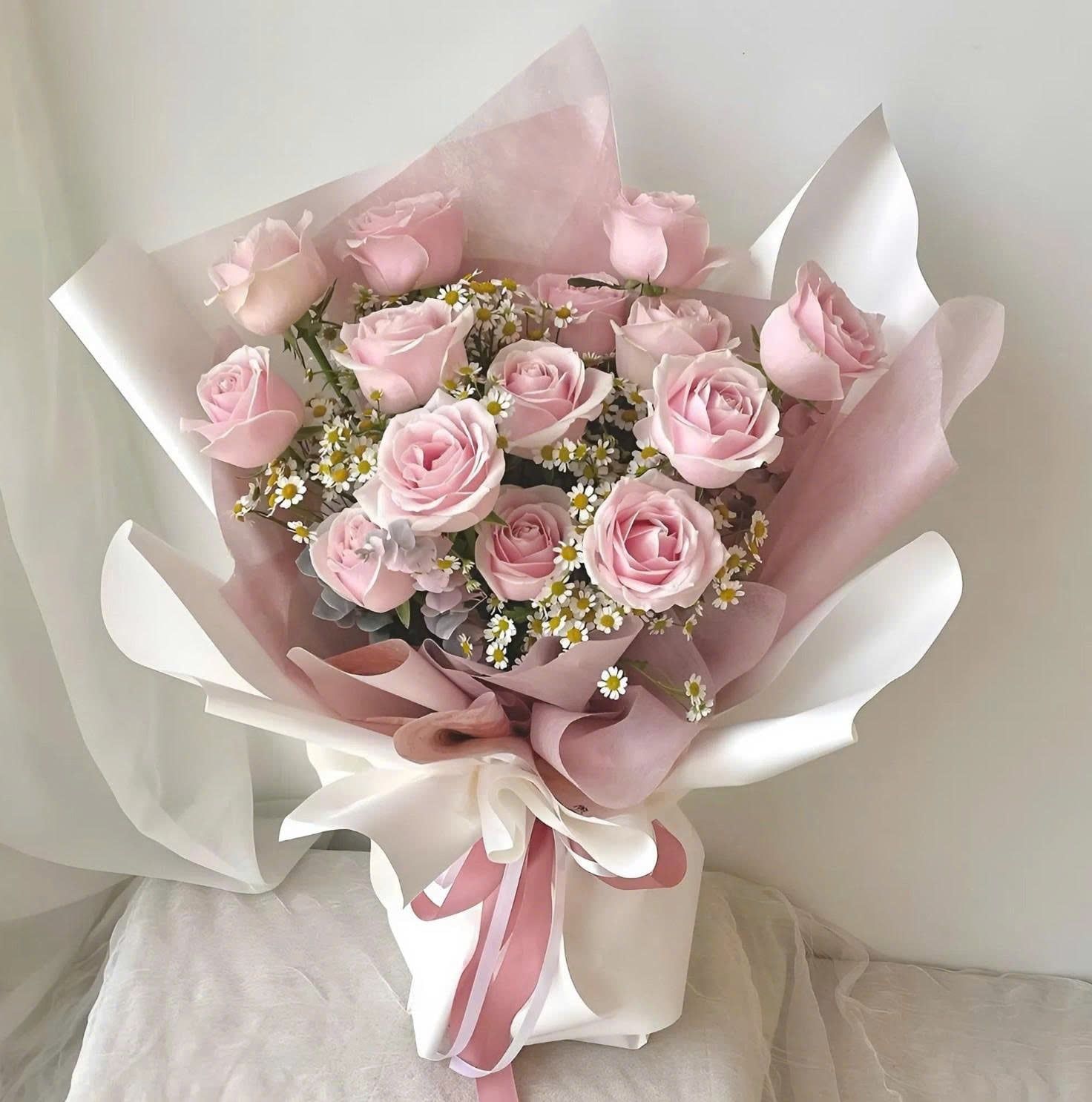  Bó Hoa Xinh Tone Hồng Dịu Dàng 