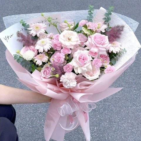  Bó Hoa Xinh Tone Hồng Tặng Sinh Nhật, Kỉ Niệm 