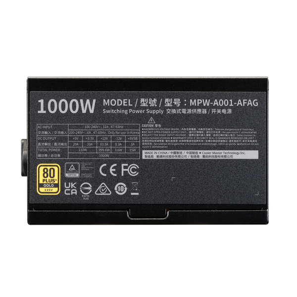 Nguồn máy tính Cooler Master ELITE GOLD 1000 ATX 3.1 Fully-Modular MPW-A001-AFAG