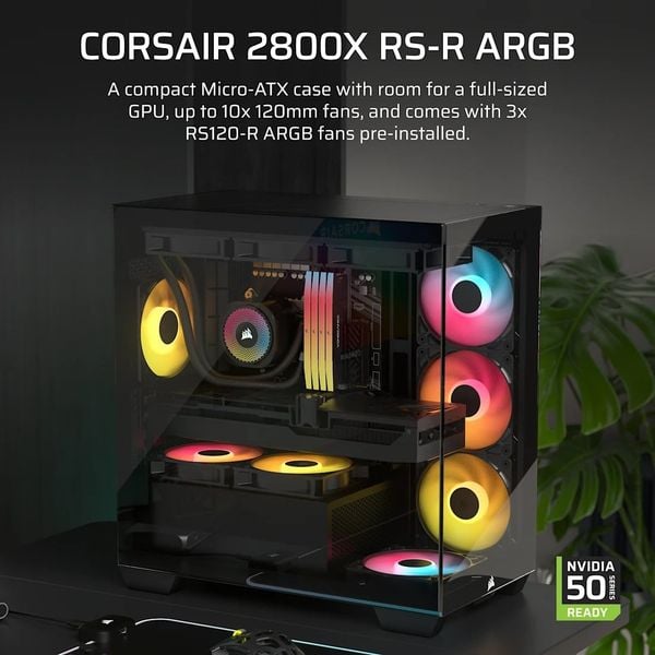 Vỏ máy tính Corsair 2800X RS-R ARGB Micro-ATX, Black CC-9011347-WW
