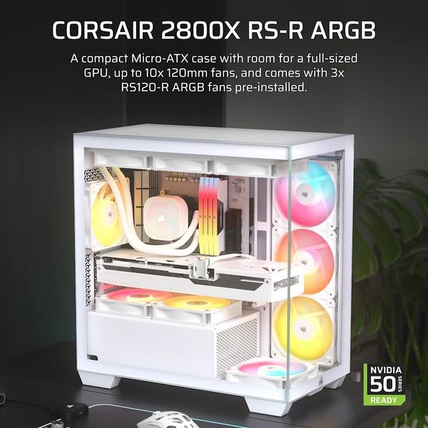 Vỏ máy tính Corsair 2800X RS-R ARGB Micro-ATX, White CC-9011348-WW