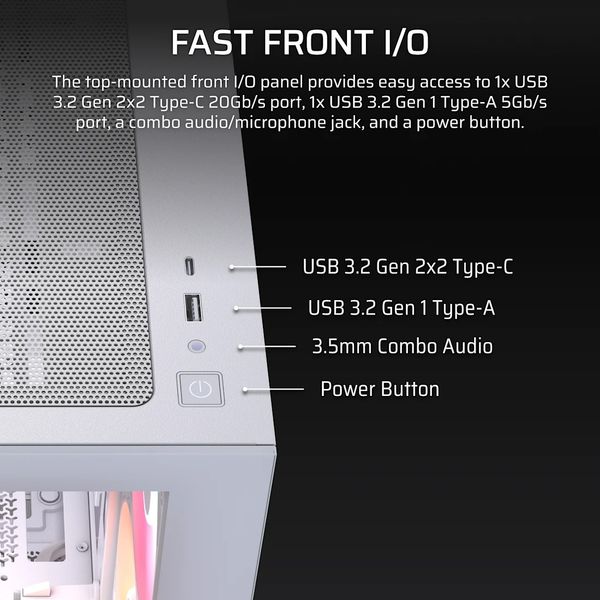 Vỏ máy tính Corsair 2800X RS-R ARGB Micro-ATX, White CC-9011348-WW