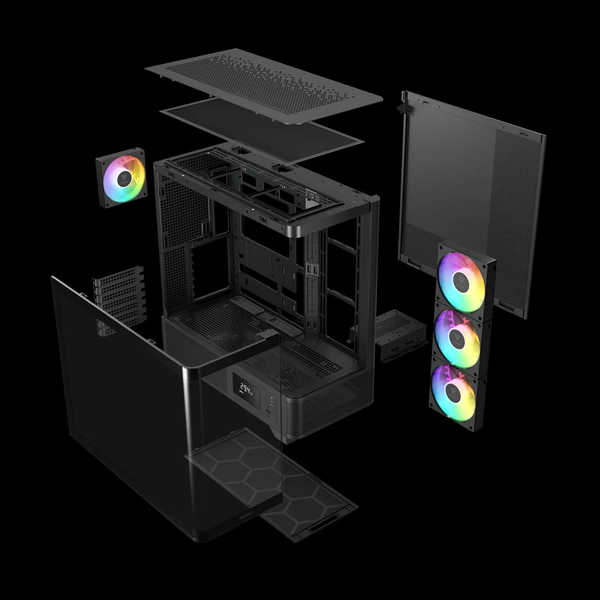Case Gamdias ATLAS P2 CG - Sẵn 4 Fan ARGB Syncmain, đi kèm Controller Hub 8 slots