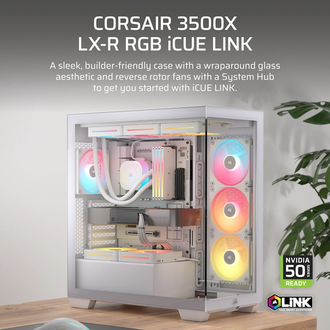 Vỏ máy tính Corsair 3500X LX-R RGB iCUE LINK Tempered Glass Mid-Tower, White CC-9011325-WW