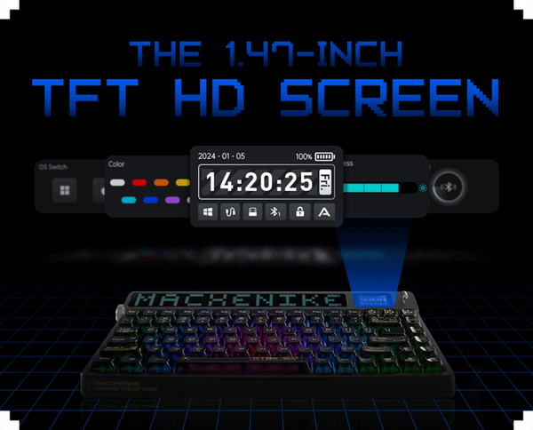 Bàn phím Machenike KT84-B84W Smart Screen Tri-mode
