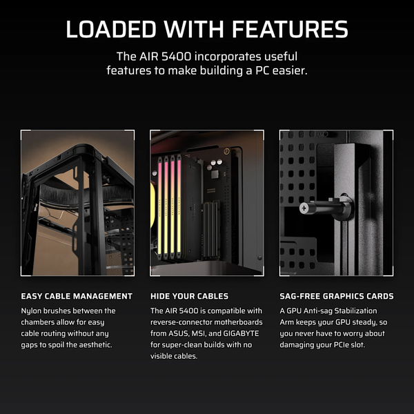 Vỏ máy tính Corsair AIR 5400 LX-R RGB iCUE LINK Tempered Glass Mid-Tower, Black CC-9011320-WW