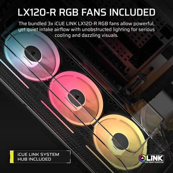Vỏ máy tính Corsair AIR 5400 LX-R RGB iCUE LINK Tempered Glass Mid-Tower, Black CC-9011320-WW