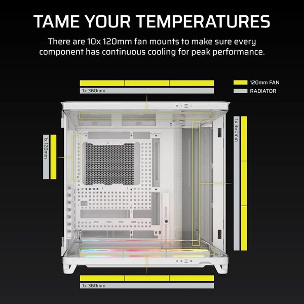Vỏ máy tính Corsair AIR 5400 LX-R RGB iCUE LINK Tempered Glass Mid-Tower, White CC-9011321-WW