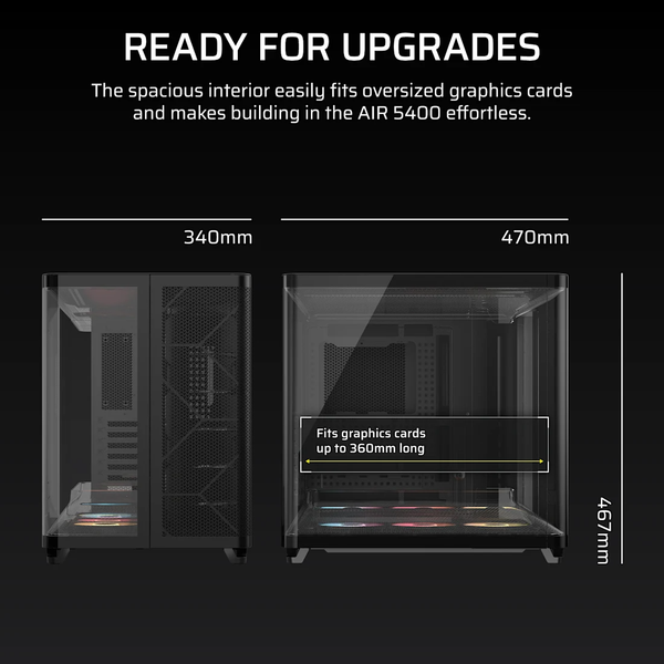 Vỏ máy tính Corsair AIR 5400 RS-R ARGB Tempered Glass Mid-Tower, Black CC-9011318-WW