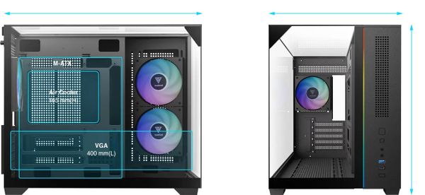 Case Gamdias ATLAS M3M - Kèm 3 Fan ARGB Syncmain có Controller Hub