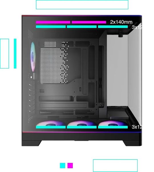 Case Gamdias ATLAS P6 CG - Kèm 4 Fan ARGB syncmain