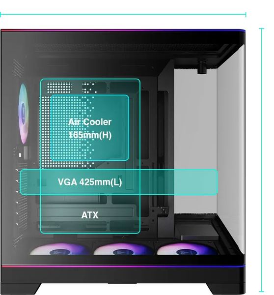 Case Gamdias ATLAS P6 CG - Kèm 4 Fan ARGB syncmain