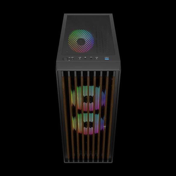 Case Gamdias AURA GC4 ELITE Mặt Gỗ - Kèm 3 Fan ARGB 120mm Syncmain