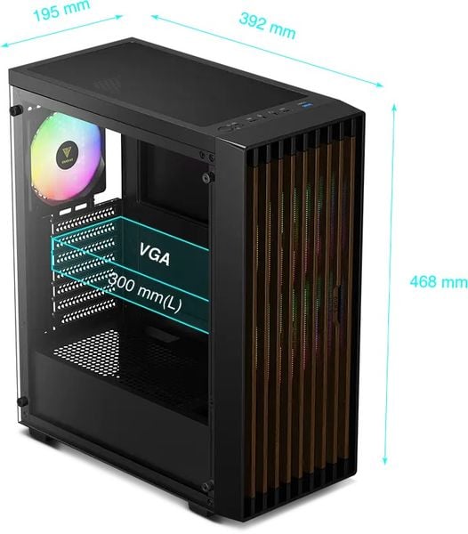 Case Gamdias AURA GC4 ELITE Mặt Gỗ - Kèm 3 Fan ARGB 120mm Syncmain