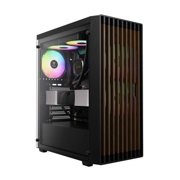 Case Gamdias AURA GC4 ELITE Mặt Gỗ - Kèm 3 Fan ARGB 120mm Syncmain