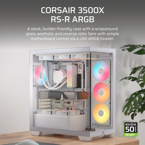 Vỏ máy tính Corsair 3500X RS-R ARGB Tempered Glass Mid-Tower, White CC-9011323-WW
