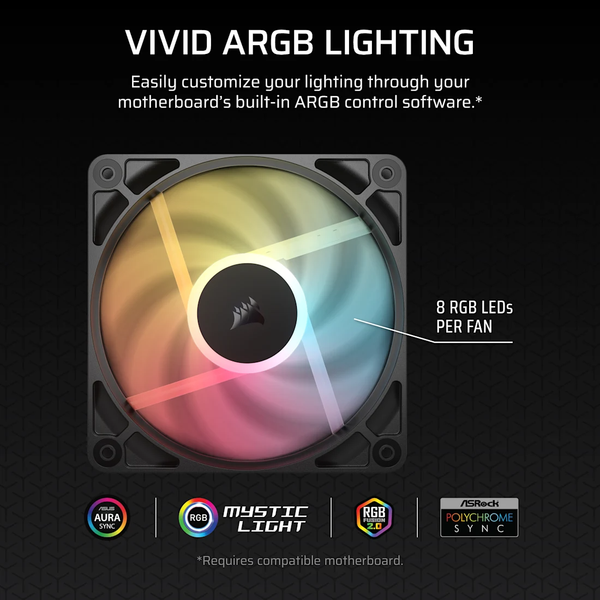 Bộ 3 quạt máy tính Corsair RS120-R ARGB Black CO-9050196-WW