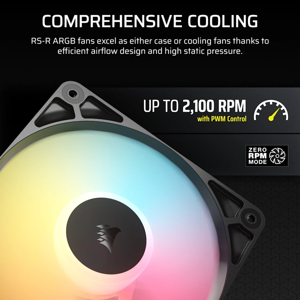 Bộ 3 quạt máy tính Corsair RS120-R ARGB Black CO-9050196-WW