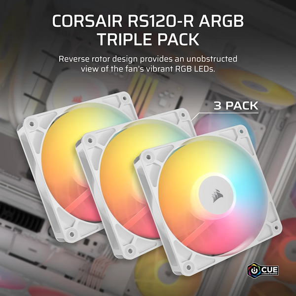 Bộ 3 quạt máy tính Corsair RS120-R ARGB White CO-9050197-WW