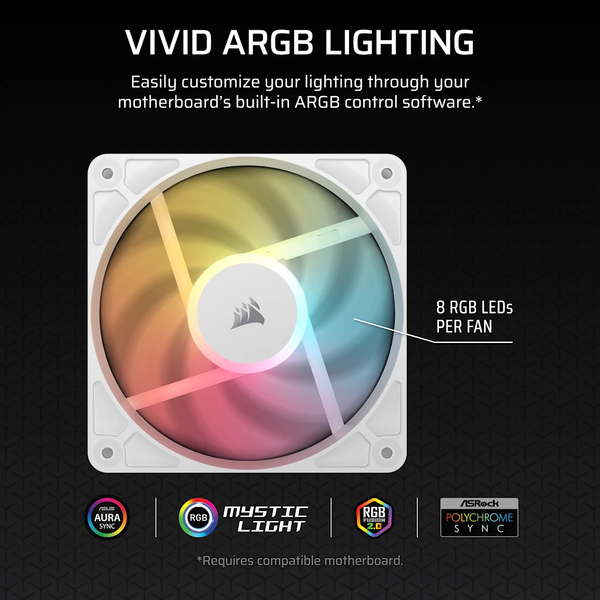 Bộ 3 quạt máy tính Corsair RS120-R ARGB White CO-9050197-WW
