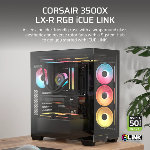 Vỏ máy tính Corsair 3500X LX-R RGB iCUE LINK Tempered Glass Mid-Tower, Black CC-9011324-WW