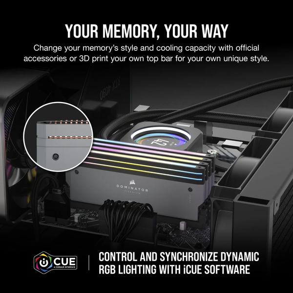 Ram PC Corsair DDR5 6000MT/s 96GB 2x48GB XMP 3.0 DOMINATOR TITANIUM Grey for AMD CMP96GX5M2B6000Z30
