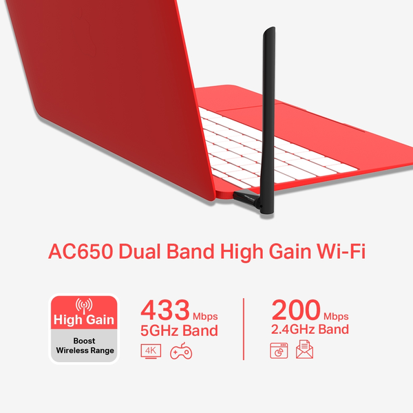 USB WiFi Mercusys MU6H băng tần kép AC650