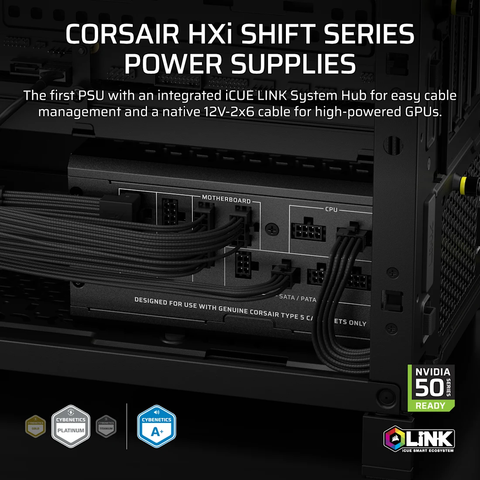 Nguồn máy tính Corsair HX1000i SHIFT ATX 3.1 & PCIe 5.1 - 80 Plus Platinum - Full Modul CP-9020265-NA