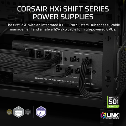 Nguồn máy tính Corsair HX1200i SHIFT ATX 3.1 & PCIe 5.1 - 80 Plus Platinum - Full Modul CP-9020267-NA
