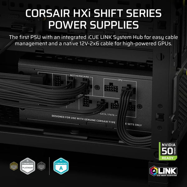 Nguồn máy tính Corsair HX1500i SHIFT ATX 3.1 & PCIe 5.1 - 80 Plus Platinum - Full Modul CP-9020269-NA
