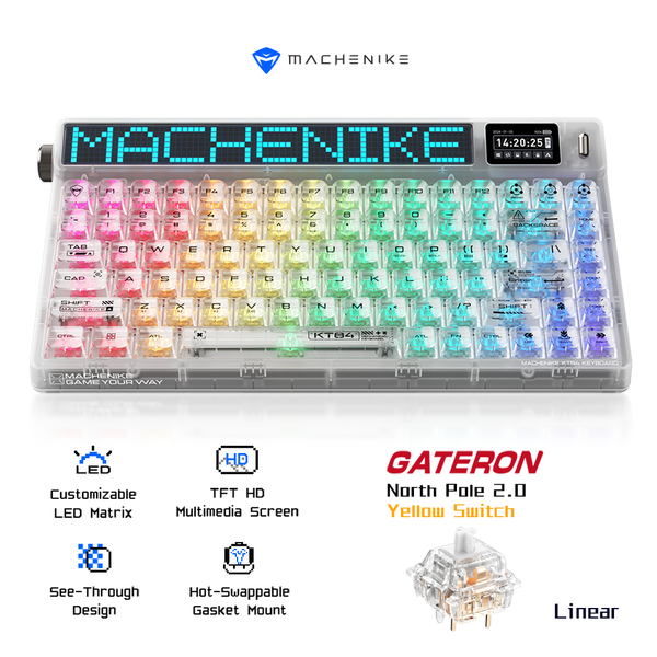Bàn phím Machenike KT84-B84W Smart Screen Tri-mode