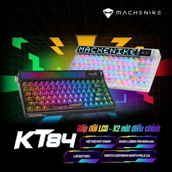 Bàn phím Machenike KT84-B84W Smart Screen Tri-mode