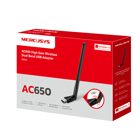 USB WiFi Mercusys MU6H băng tần kép AC650