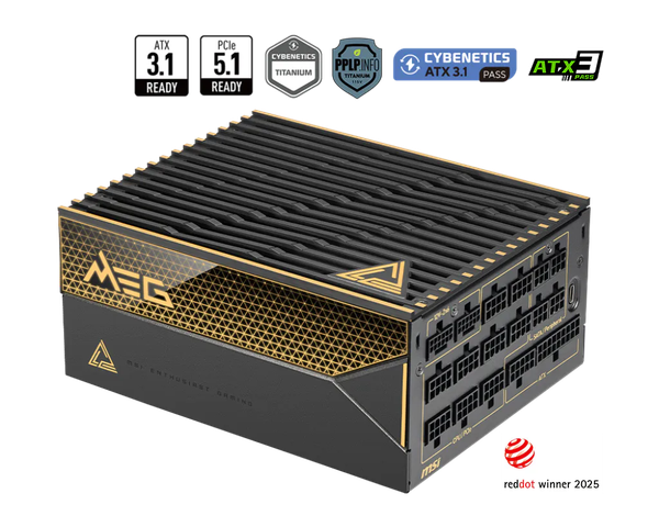Nguồn máy tính MSI MEG Ai1600T PCIE5 1600W 80 Plus Titanium, Full Modullar