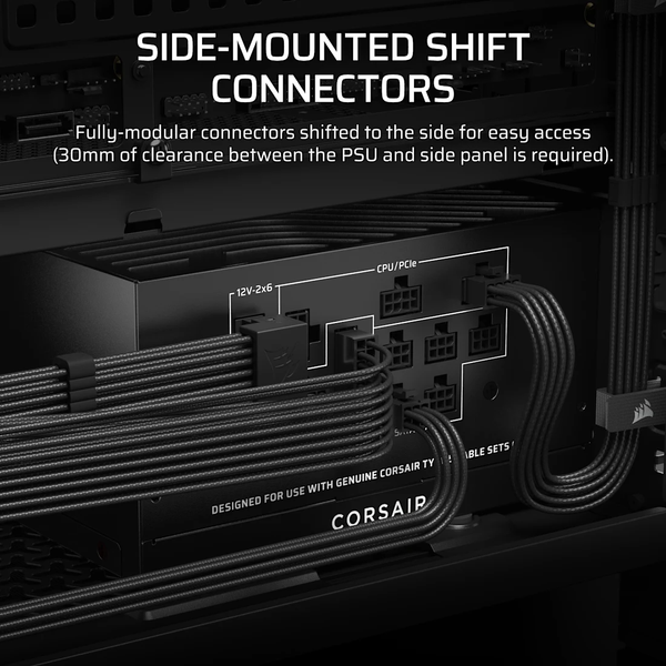 Nguồn máy tính Corsair RM1000x Shift 2025 ATX 3.1 & PCIe 5.1 - 80 Plus Gold - Full Modul - CP-9020300-NA