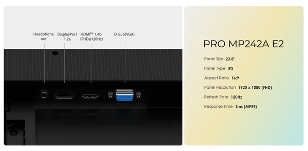 Màn hình MSI PRO MP242A E2 (23.8 inch/FHD/IPS/120Hz/1ms)