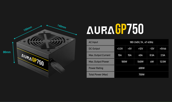 Nguồn máy tính Gamdias AURA GP750 750W