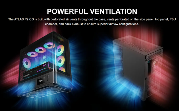 Case Gamdias ATLAS P2 CG - Sẵn 4 Fan ARGB Syncmain, đi kèm Controller Hub 8 slots