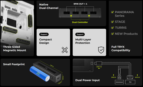 Hub USB Nội Bộ TRYX CONNEC USB 2.0 9-Pin - Magnetic 3-Way - Mở Rộng USB Mainboard