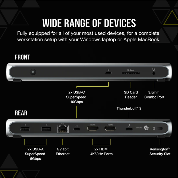 Thiết bị mở rộng cổng kết nối Corsair TBT100 Thunderbolt 3 Dock CU-9000001-NA