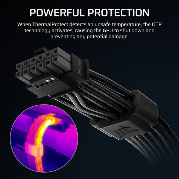 Cáp nguồn máy tính Corsair ThermalProtect PCIe 5.1 600W 12V-2x6 Cable - Black CP-8920472