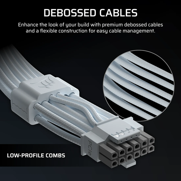 Cáp nguồn máy tính Corsair ThermalProtect PCIe 5.1 600W 12V-2x6 Cable - White CP-8920473
