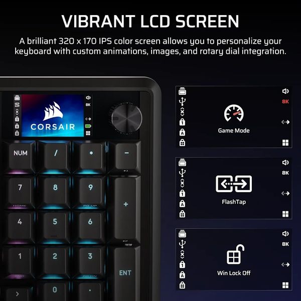 Bàn phím không dây Corsair VANGUARD 96-MLX Plasma-BLK RGB CH-91F901E-NA
