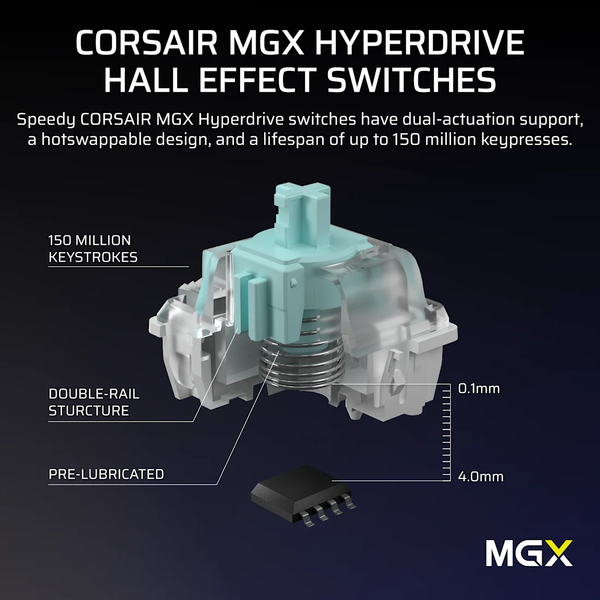 Bàn phím Corsair VANGUARD PRO 96-MGX Hyperdrive-BLK-RGB CH-91E911G-NA