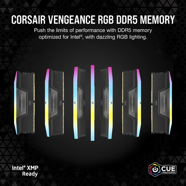 Ram PC Corsair DDR5 6400MHz 128GB 2x64GB VENGEANCE RGB Black Heatspreader CMH128GX5M2B6400C42