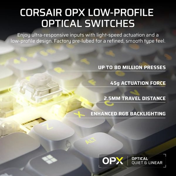 Bàn phím không dây Corsair VANGUARD AIR 99-CSR LP OPX-WHT RGB CH-91H901B-NA