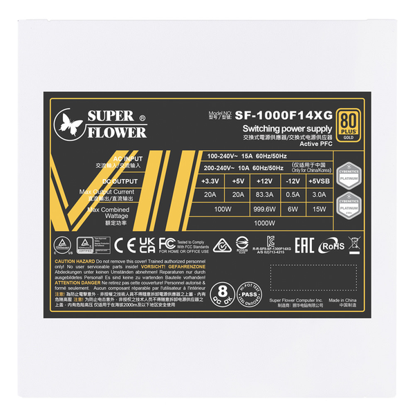 Nguồn máy tính Super Flower LEADEX VII XG 1000W ATX 3.1 80 Plus Gold SF-1000F14XG(WH)