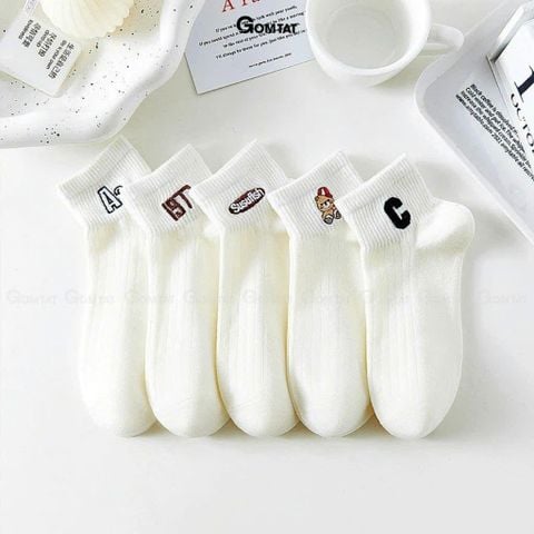  Set 5 đôi tất vớ nữ cổ ngắn GOMTAT mẫu tổng hợp, chất liệu mềm mại êm chân, mềm mỏng thoáng mát - CB204 